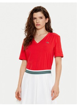 Lacoste T-Shirt TF7300 Czerwony Regular Fit ze sklepu MODIVO w kategorii Bluzki damskie - zdjęcie 182707488