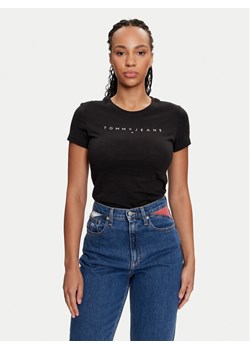 Tommy Jeans T-Shirt Linear DW0DW18398 Czarny Slim Fit ze sklepu MODIVO w kategorii Bluzki damskie - zdjęcie 182709698
