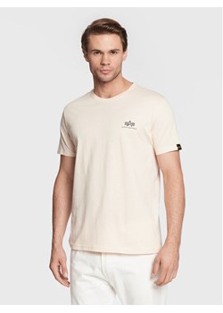 Alpha Industries T-Shirt Backprint 128507 Beżowy Regular Fit ze sklepu MODIVO w kategorii T-shirty męskie - zdjęcie 182710648