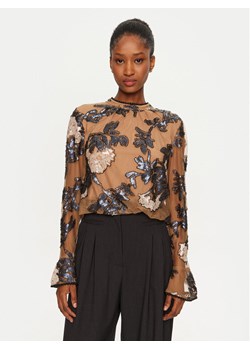 Munthe Bluzka 244101124442 Brązowy Regular Fit ze sklepu MODIVO w kategorii Bluzki damskie - zdjęcie 182711996
