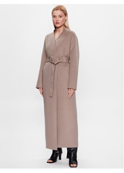 Calvin Klein Płaszcz wełniany K20K205905 Szary Regular Fit ze sklepu MODIVO w kategorii Płaszcze damskie - zdjęcie 182712898