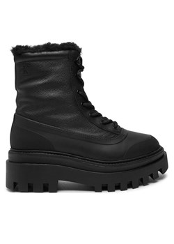 Calvin Klein Jeans Trapery Flatform Lace Up Boot Padded YW0YW01557 Czarny ze sklepu MODIVO w kategorii Workery damskie - zdjęcie 182713048