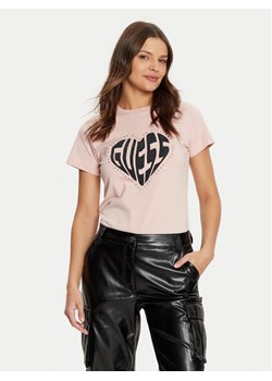 Guess T-Shirt V5RI08 J1314 Różowy Slim Fit ze sklepu MODIVO w kategorii Bluzki damskie - zdjęcie 182716789