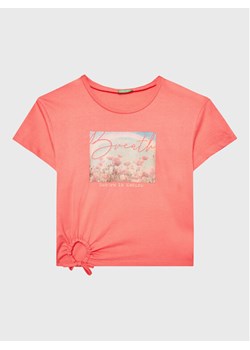 United Colors Of Benetton T-Shirt 3096C10B4 Koralowy Regular Fit ze sklepu MODIVO w kategorii Bluzki dziewczęce - zdjęcie 182717365