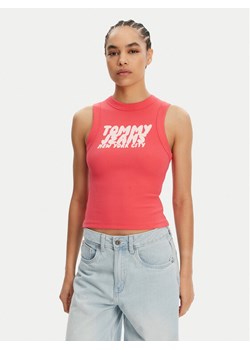 Tommy Jeans Top DW0DW21339 Różowy Slim Fit ze sklepu MODIVO w kategorii Bluzki damskie - zdjęcie 182717557