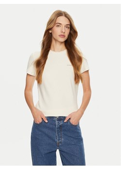 Guess T-Shirt V4BI04 KCBF1 Écru Slim Fit ze sklepu MODIVO w kategorii Bluzki damskie - zdjęcie 182718475