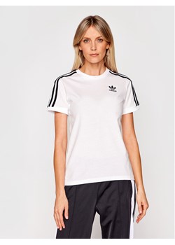 adidas T-Shirt adicolor Classics 3-Stripes GN2913 Biały Regular Fit ze sklepu MODIVO w kategorii Bluzki damskie - zdjęcie 182719515