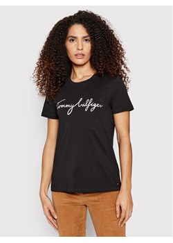 Tommy Hilfiger T-Shirt Heritage Crew Neck Graphic Tee WW0WW24967 Czarny Regular Fit ze sklepu MODIVO w kategorii Bluzki damskie - zdjęcie 182719786