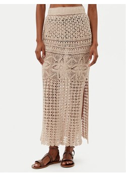 Selmark Spódnica maxi BC172 Beżowy Slim Fit ze sklepu MODIVO w kategorii Odzież plażowa - zdjęcie 182720885