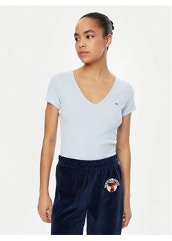 Tommy Jeans T-Shirt Essential DW0DW17385 Błękitny Slim Fit ze sklepu MODIVO w kategorii Bluzki damskie - zdjęcie 182720975