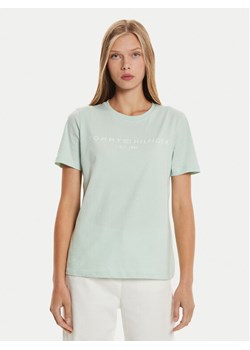 Tommy Hilfiger T-Shirt Logo WW0WW40276 Zielony Regular Fit ze sklepu MODIVO w kategorii Bluzki damskie - zdjęcie 182721359