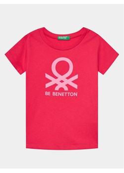 United Colors Of Benetton T-Shirt 3096G10D7 Różowy Regular Fit ze sklepu MODIVO w kategorii Bluzki dziewczęce - zdjęcie 182722309
