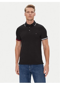 Tommy Hilfiger Polo Flag Cuff MW0MW38458 Czarny Slim Fit ze sklepu MODIVO w kategorii T-shirty męskie - zdjęcie 182724008