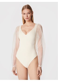 TWINSET Body 222TT3105 Écru Slim Fit ze sklepu MODIVO w kategorii Bluzki damskie - zdjęcie 182724307