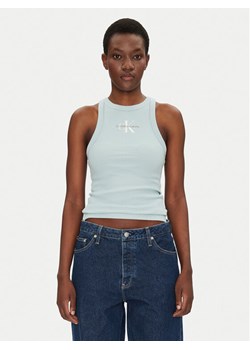 Calvin Klein Jeans Top Monologo J20J225301 Niebieski Slim Fit ze sklepu MODIVO w kategorii Bluzki damskie - zdjęcie 182725199
