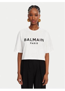 Balmain T-Shirt BF1EE020BB02 Biały Relaxed Fit ze sklepu MODIVO w kategorii Bluzki damskie - zdjęcie 182725455