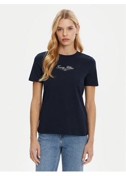 Tommy Hilfiger T-Shirt WW0WW45428 Granatowy Regular Fit ze sklepu MODIVO w kategorii Bluzki damskie - zdjęcie 182725599