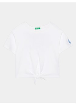 United Colors Of Benetton T-Shirt 3096C10BU Biały Regular Fit ze sklepu MODIVO w kategorii Bluzki dziewczęce - zdjęcie 182727149