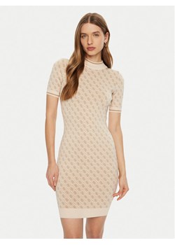 Guess Sukienka dzianinowa W3YK39 Z37K0 Beżowy Regular Fit ze sklepu MODIVO w kategorii Sukienki - zdjęcie 182729426