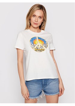 Wrangler T-Shirt High Rib W7N9GHW05 112132003 Beżowy Regular Fit ze sklepu MODIVO w kategorii Bluzki damskie - zdjęcie 182729618