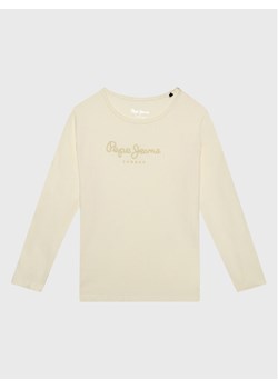 Pepe Jeans Bluzka Hana Glitter PG501364 Écru Regular Fit ze sklepu MODIVO w kategorii Bluzki dziewczęce - zdjęcie 182729646