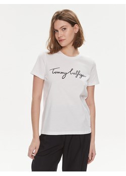 Tommy Hilfiger T-Shirt Signature WW0WW41674 Biały Regular Fit ze sklepu MODIVO w kategorii Bluzki damskie - zdjęcie 182729839