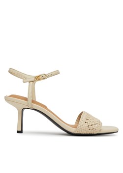 Tommy Hilfiger Sandały Crochet Lthr Kitten Sandal FW0FW08587 Beżowy ze sklepu MODIVO w kategorii Sandały damskie - zdjęcie 182730368