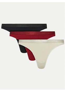 Calvin Klein Underwear Komplet 3 par stringów Thong 3pk 000QD5244E Kolorowy ze sklepu MODIVO w kategorii Majtki damskie - zdjęcie 182731575