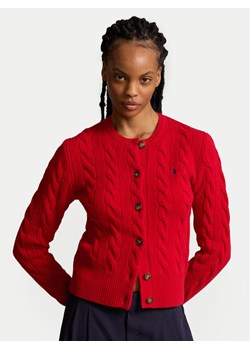 Polo Ralph Lauren Kardigan 211910443017 Czerwony Regular Fit ze sklepu MODIVO w kategorii Swetry damskie - zdjęcie 182732829