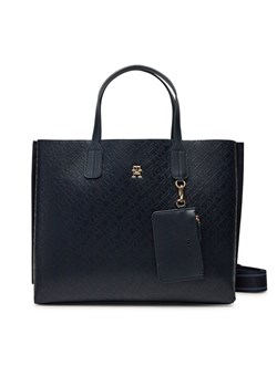 Tommy Hilfiger Torebka Th Distinct Satchel Mono AW0AW17174 Granatowy ze sklepu MODIVO w kategorii Torby Shopper bag - zdjęcie 182733275