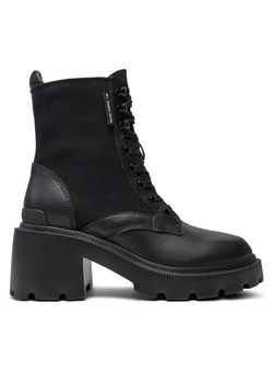Tommy Jeans Botki Tjw Mid Heel Boot Mix Media EN0EN02556 Czarny ze sklepu MODIVO w kategorii Botki - zdjęcie 182734657