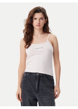 Calvin Klein Jeans Top Monologo J20J223105 Różowy Slim Fit ze sklepu MODIVO w kategorii Bluzki damskie - zdjęcie 182739497