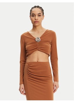 ViCOLO Bluzka UD0026 Brązowy Slim Fit ze sklepu MODIVO w kategorii Bluzki damskie - zdjęcie 182739807