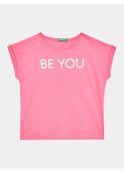 United Colors Of Benetton T-Shirt 3096C10C1 Różowy Regular Fit ze sklepu MODIVO w kategorii Bluzki dziewczęce - zdjęcie 182742615