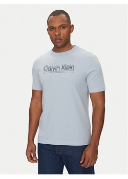 Calvin Klein T-Shirt Double Logo K10K114149 Błękitny Regular Fit ze sklepu MODIVO w kategorii T-shirty męskie - zdjęcie 182743305