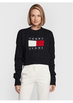Tommy Jeans Sweter Center Flag DW0DW14261 Czarny Boxy Fit ze sklepu MODIVO w kategorii Swetry damskie - zdjęcie 182744186