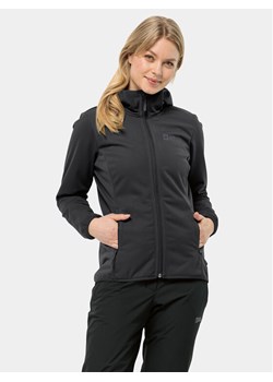 Jack Wolfskin Kurtka softshell Windhain Hoody 1307481 Czarny Regular Fit ze sklepu MODIVO w kategorii Kurtki damskie - zdjęcie 182744429