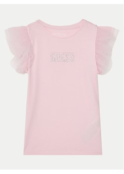 Guess T-Shirt J5RI17 K6YW4 Różowy Regular Fit ze sklepu MODIVO w kategorii Bluzki dziewczęce - zdjęcie 182745129