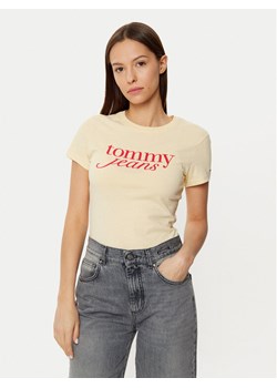 Tommy Jeans T-Shirt DW0DW19447 Żółty Slim Fit ze sklepu MODIVO w kategorii Bluzki damskie - zdjęcie 182746099