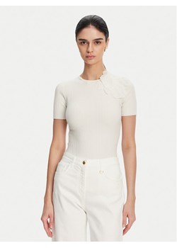 Elisabetta Franchi Sweter MK-55B-51E2 Biały Slim Fit ze sklepu MODIVO w kategorii Swetry damskie - zdjęcie 182747888