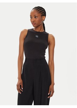 Calvin Klein Jeans Top J20J223616 Czarny Slim Fit ze sklepu MODIVO w kategorii Bluzki damskie - zdjęcie 182748646