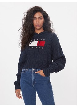 Tommy Jeans Sweter Center Flag DW0DW16528 Granatowy Regular Fit ze sklepu MODIVO w kategorii Swetry damskie - zdjęcie 182748647