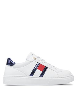 Tommy Hilfiger Sneakersy Flag Low Cut Lace-Up Sneaker T3A9-33538-1351 S Biały ze sklepu MODIVO w kategorii Buty sportowe dziecięce - zdjęcie 182749898