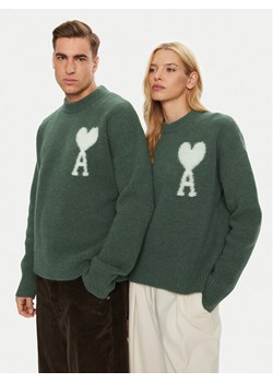 AMI PARIS Sweter UKS025.KN0032 Zielony Regular Fit ze sklepu MODIVO w kategorii Swetry męskie - zdjęcie 182750158