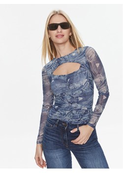 Guess Bluzka Ls Cut-Out Brienna T W4RP11 KBAH2 Niebieski Slim Fit ze sklepu MODIVO w kategorii Bluzki damskie - zdjęcie 182752927