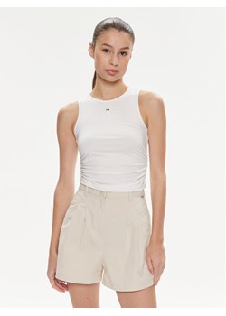 Tommy Jeans Top DW0DW17893 Biały Slim Fit ze sklepu MODIVO w kategorii Bluzki damskie - zdjęcie 182753347