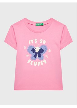 United Colors Of Benetton T-Shirt 3096G107O Różowy Regular Fit ze sklepu MODIVO w kategorii Bluzki dziewczęce - zdjęcie 182753548