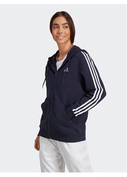 adidas Bluza Essentials 3-Stripes IC9918 Granatowy Regular Fit ze sklepu MODIVO w kategorii Bluzy damskie - zdjęcie 182753675