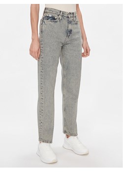 Calvin Klein Jeans Jeansy High Rise Straight J20J222455 Granatowy Straight Fit ze sklepu MODIVO w kategorii Jeansy damskie - zdjęcie 182754337