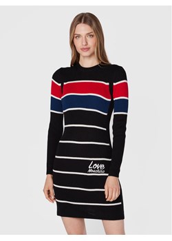 LOVE MOSCHINO Sukienka dzianinowa WSE1611X 1148 Czarny Slim Fit ze sklepu MODIVO w kategorii Sukienki - zdjęcie 182756075